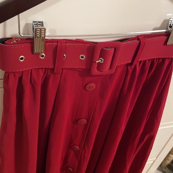 Red Belt Midi Skirt - Picture 3 of 3